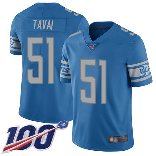 Detroit Lions Limited Blue Men Jahlani Tavai Home Jersey NFL Football #51 100th Season Vapor Untouchable->detroit lions->NFL Jersey